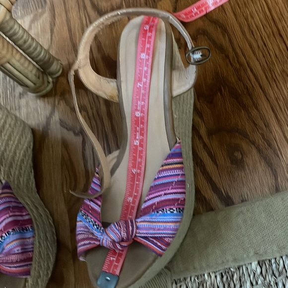 Pink black multi color design straw raffia summer wedge sandals 7.5 NWT so fun - Picture 5 of 6